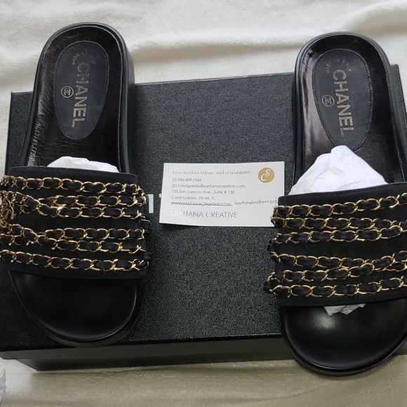 Chanel Sandals, Slides, Mules Navy Blue, 38 - Picture 5 of 7